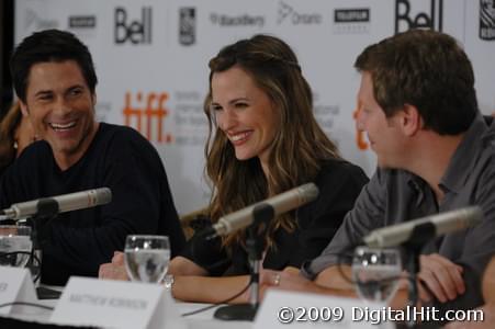 Rob Lowe, Jennifer Garner and Matthew Robinson at The Invention of Lying press conference | 34th Toronto International Film Festival