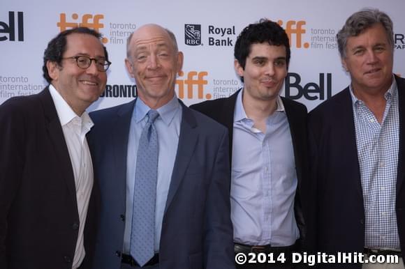 Michael Barker, J.K. Simmons, Justin Hurwitz and Tom Bernard | Whiplash premiere | 39th Toronto International Film Festival