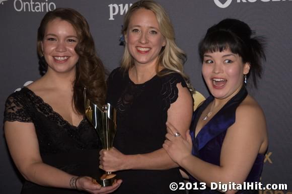 Stacey Aglok MacDonald, Miranda de Pencier and Ippiksaut Friesen | 1st Canadian Screen Awards