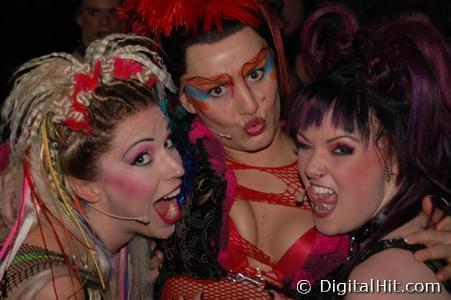 Suzie McNeil, Valerie Stanois and Erica Peck | Post-Show Backstage Gathering | We Will Rock You opening night – Toronto