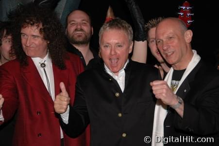 Brian May, Roger Taylor and David Mirvish | Post-Show Backstage Gathering | We Will Rock You opening night – Toronto