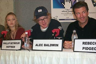 Julia Stiles, Philip Seymour Hoffman and Alec Baldwin | State and Main press conference | 25th Toronto International Film Festival