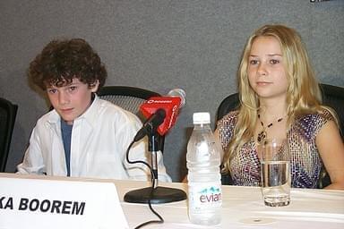 Anton Yelchin and Mika Boorem | Hearts in Atlantis press conference | 26th Toronto International Film Festival