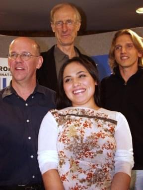Charles Martin Smith, James Cromwell, Annabella Piugattuk and Barry Pepper at The Snow Walker press conference | 28th Toronto International Film Festival