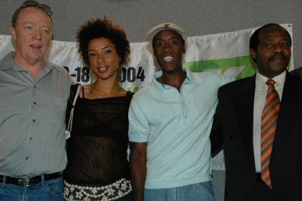 Terry George, Sophie Okonedo, Don Cheadle and Paul Rusesabagina | Hotel Rwanda press conference | 29th Toronto International Film Festival