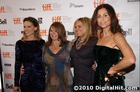 Hilary Swank, Betty Anne Waters, Abra Rice and Minnie Driver | Conviction premiere | 35th Toronto International Film Festival