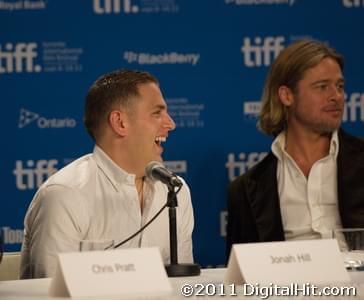 Jonah Hill and Brad Pitt | Moneyball press conference | 36th Toronto International Film Festival