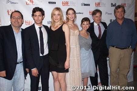 Michael Barker, Adam Brody, Greta Gerwig, Analeigh Tipton, Carrie MacLemore, Whit Stillman and Tom Bernard | Damsels in Distress premiere | 36th Toronto International Film Festival