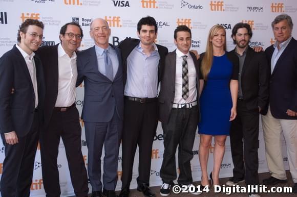 Nicholas Britell, Michael Barker, J.K. Simmons, Damien Chazelle, Justin Hurwitz, Helen Estabrook, Jason Reitman and Tom Bernard | Whiplash premiere | 39th Toronto International Film Festival