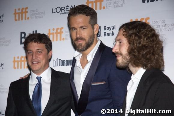 Matthew Rhodes, Ryan Reynolds and Spencer Silna at The Voices premiere | 39th Toronto International Film Festival